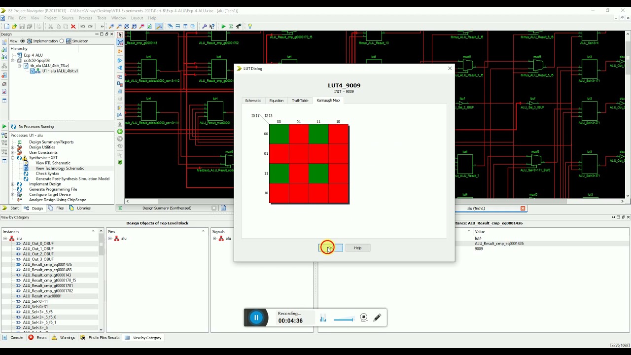 Exp-4- 4 bit ALU implementation using Xilinx FPGA - YouTube