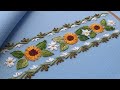 Ukrainian Flower Border Sunflower and Daisy Floral Еmbroidery Beautiful Ukrainian design