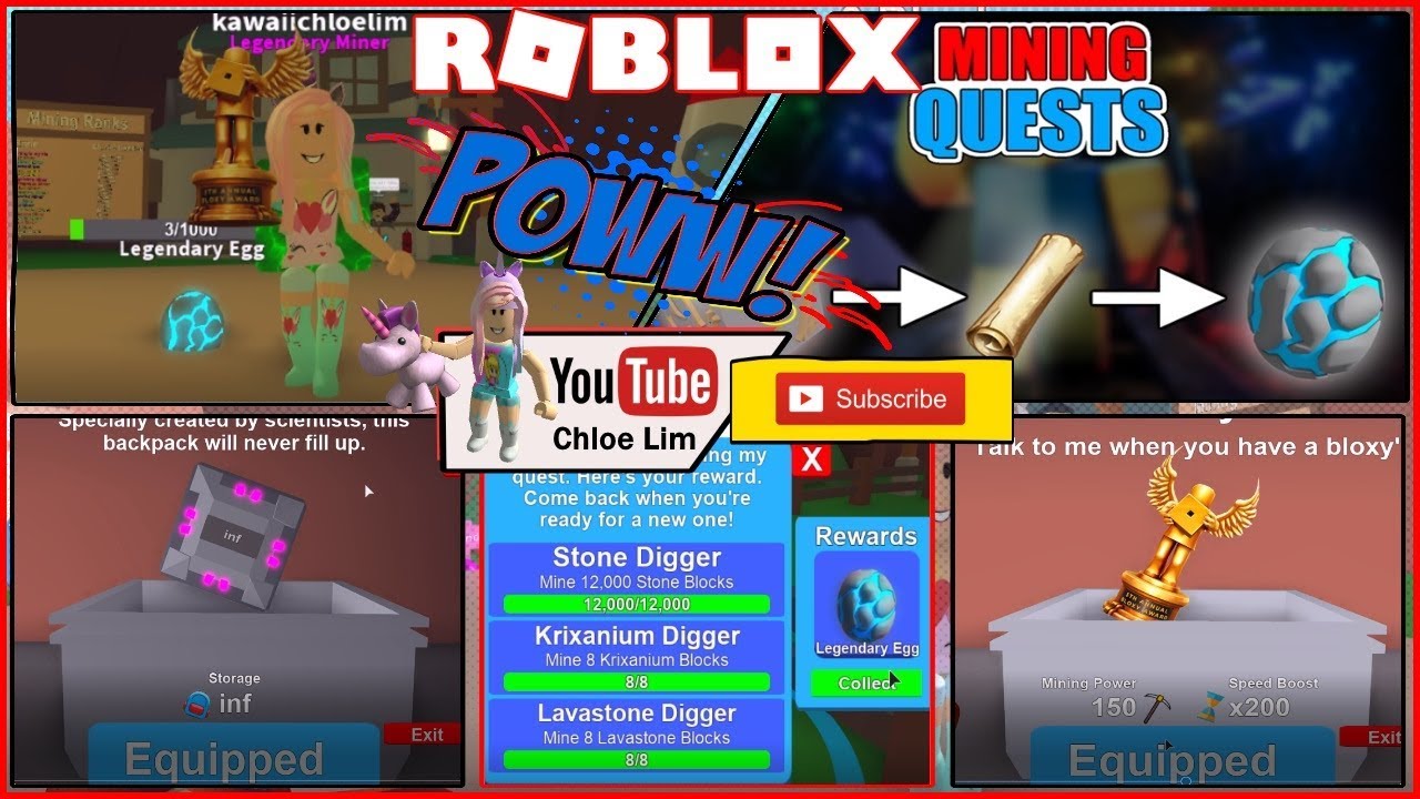 Roblox Mining Simulator Gameplay 4 New Codes Infinity Backpack And Bloxy Award Youtube - chloe tuber roblox mining simulator gameplay going to space