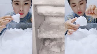 [ASMR] eat super crispy shaved ice soft white ice freezer frost