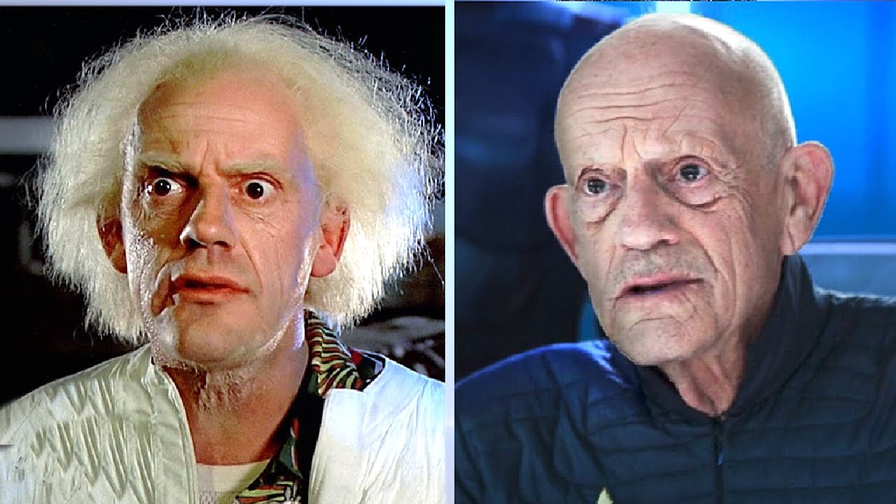 кристофер ллойд и майкл джей фокс. криспин гловер и майкл джей фокс. томас ф уилсон и майкл джей фокс. актер назад в будущее марти. кристофер ллойд и майкл джей фокс сейчас.