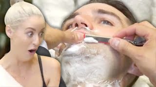 Trying a Straight Razor Shave (& Ear Hair Removal?!) at the Barber (Beauty Trippin)