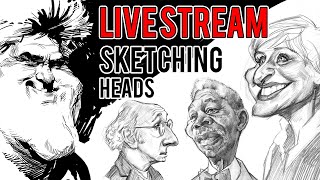 Live Stream - Sketching Caricature Heads (re-post)