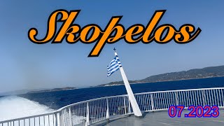 Skopelos 2023. Ferry from Skiathos. Beaches. Vacation in summer.