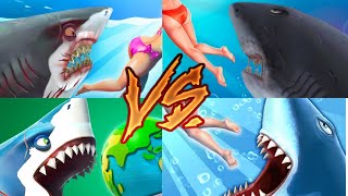 HUNGRY SHARK WORLD VS HUNGRY SHARK EVOLUTION - ALL GOOD AND ENEMY SHARK UNLOCKED NEW 2024 UPDATE
