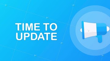 System software update or upgrade. Banner new update. Megaphone with Time to Update. Motion