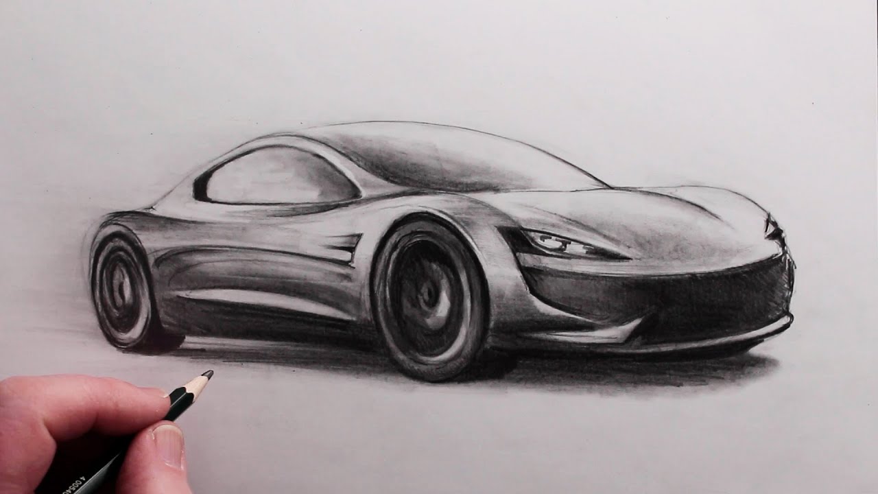 How to Draw a Car The Tesla Roadster