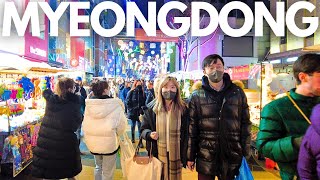 How does Myeongdong Street Food Night Market look like in 2023? 🦑🦐🥓 | January 2023 명동 明洞 ミョンドン