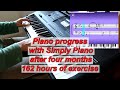 Progress in teaching a keyboard instrument after the 4nd month of practice.