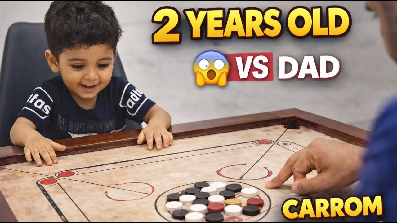 2 Year Old Beats Dad at Carrom 😱 | Baby Carrom Champion!