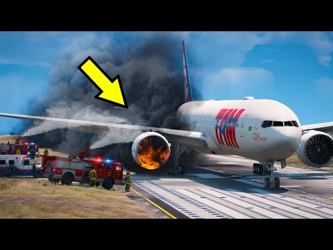 GTA 5 Emergency Landing at the Airport (Airplane One Engine Failure) Plane Crash Movie