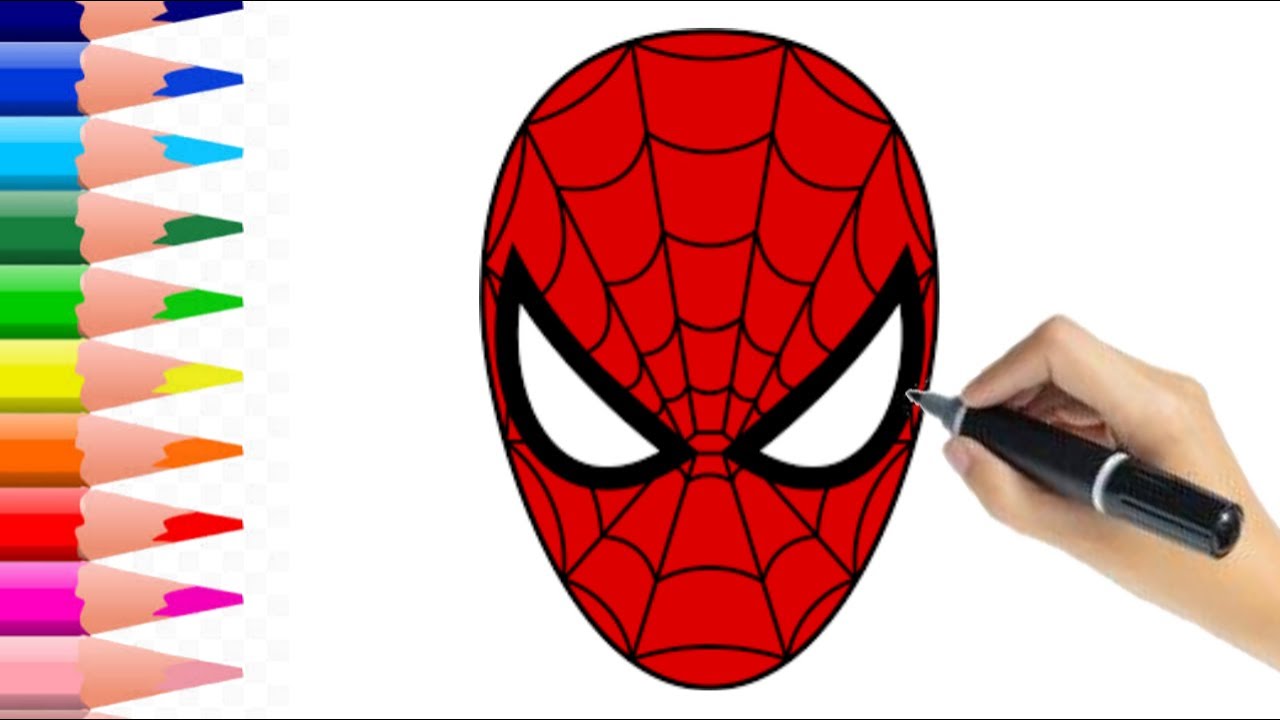 HOW TO SPIDERMAN MASK STEP BY STEP FACE MASK DRAWING - YouTube