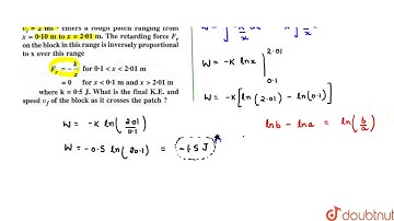 A block of mass `m=1kg` moving on a horizontal surface with speed