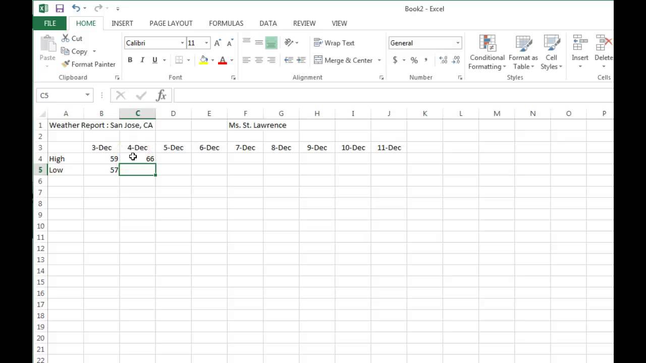 Weather Report Chart Worksheet