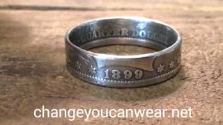 Barber quarter coin ring 90% silver