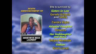 Genevieve Beda Laurent ~ Long Obituary