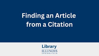 Finding an Article from a Citation