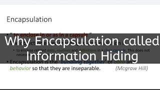 Why Encapsulation called Information Hiding || ib programing