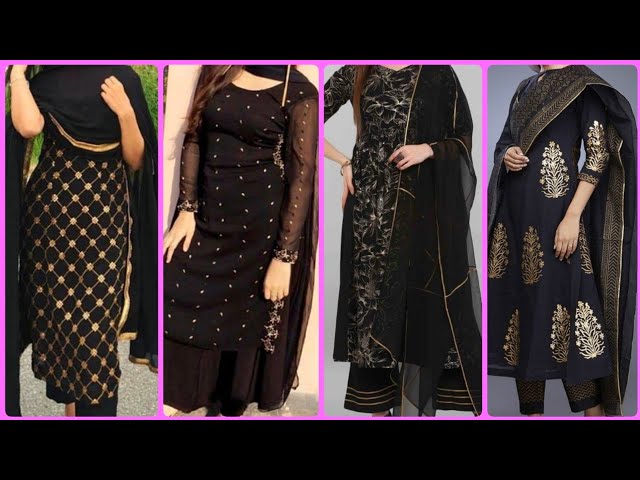 Classy Black Kurti & Plazo Suit | Odhni | Black kurti, Desi fashion casual,  Ethnic wear designer