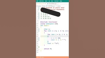 PATTERN-20|| ALPHABET TRIANGLE pattern in C++ programming #shorts