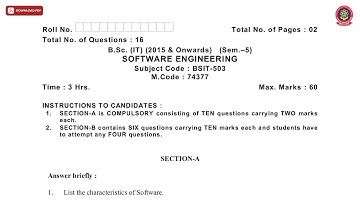 BSC 5TH SEM IT SOFTWARE ENGINEERING JAN 2021 | PTU