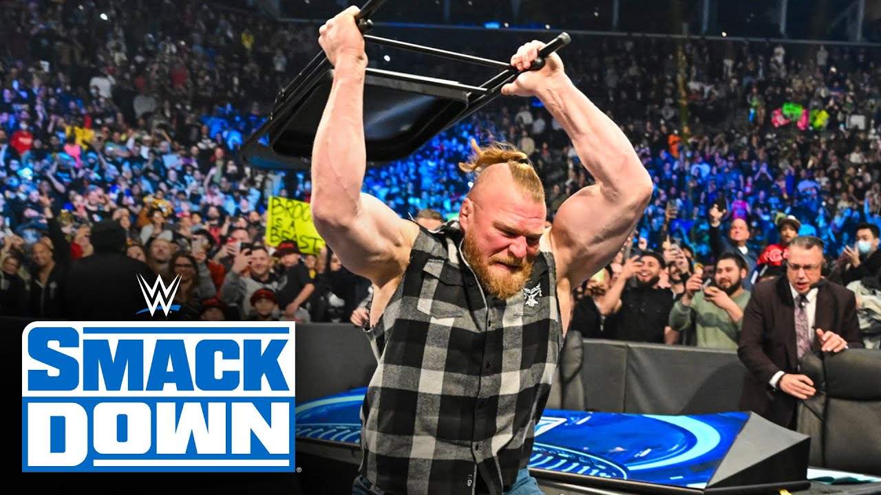 ⁣Brock Lesnar unleashes a steel chair assault en route to WrestleMania: SmackDown, March 25, 2022