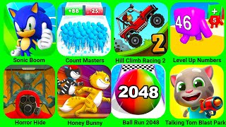 Sonic Boom, Count Master, Level Up Numbers, Hill Climb Racing, Honey Bunny, Horror Hide...