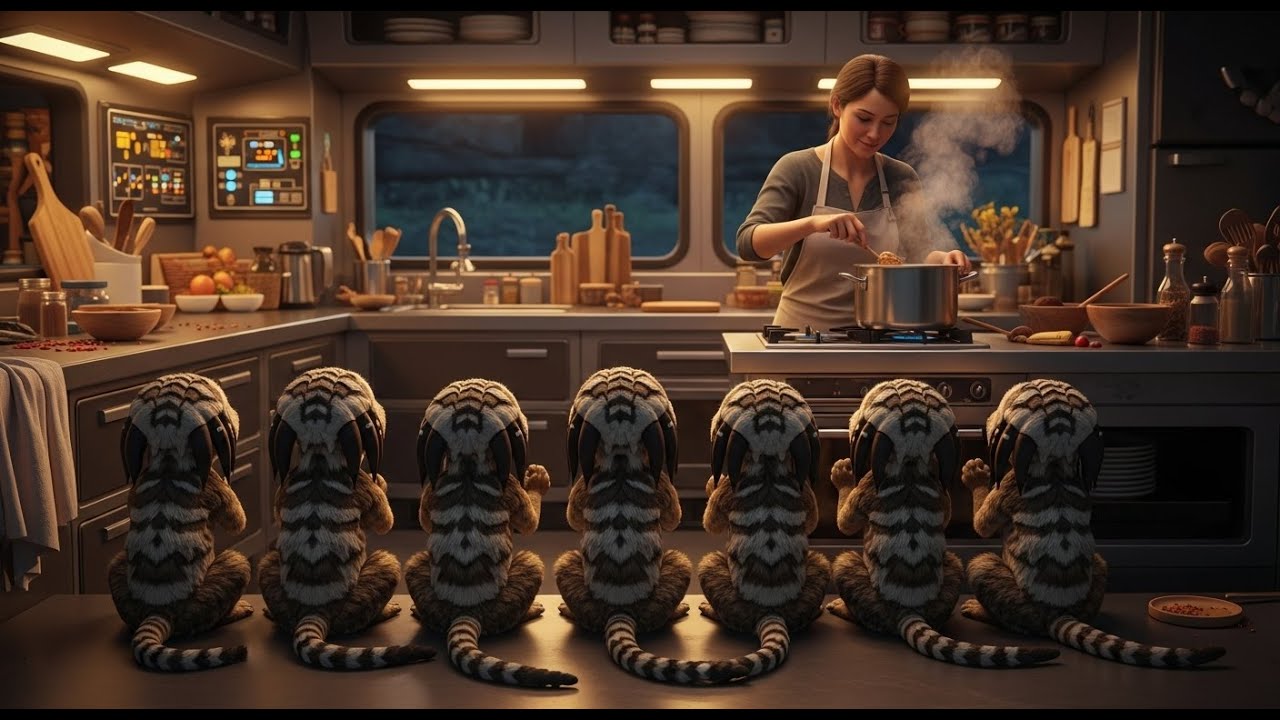 Predator Cubs Saw Her Cooking—They Sat Patiently, Hoping She’d Let Them Try Something New