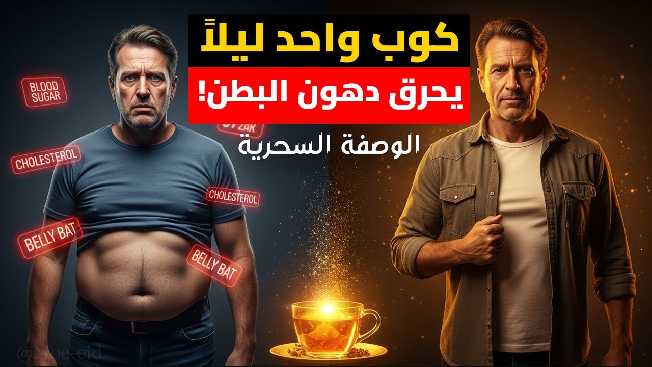 كوب واحد ليلاً يحرق دهون البطن بسرعة… ويقضي على الالتهاب والسكر والكوليسترول ويقوّي الشرايين!