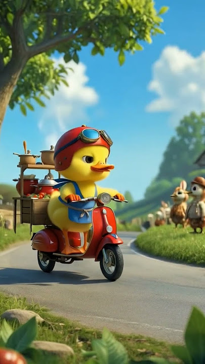 BEBEK INI GELISAH SCOOTERNYA JALAN MUNDUR #bebek #sad #duck #funny #ai #animation #story #scooter