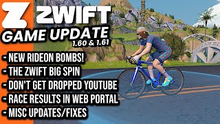 ZWIFT Game Updates v1.60 & v1.61: New RideOn Bomb Animations // Zwift Big Spin // Web Race Results