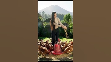 Village Girl Feeding Chickens in AI Simulation | Peaceful Farming Life #shorts