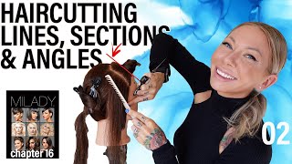 haircutting lines, sections & angles | cosmetology milady chapter 16 theory #02
