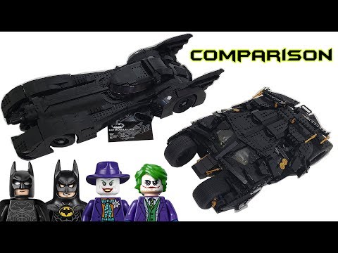 YouTube thumbnail: LEGO Batman Tumbler & 1989 Batmobile Comparison! (76139, 76023 | 2014, 2019)