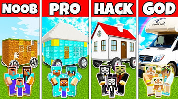 Minecraft: FAMILY HOUSE ON WHEELS - NOOB vs PRO vs HACKER vs GOD in Minecraft Animation