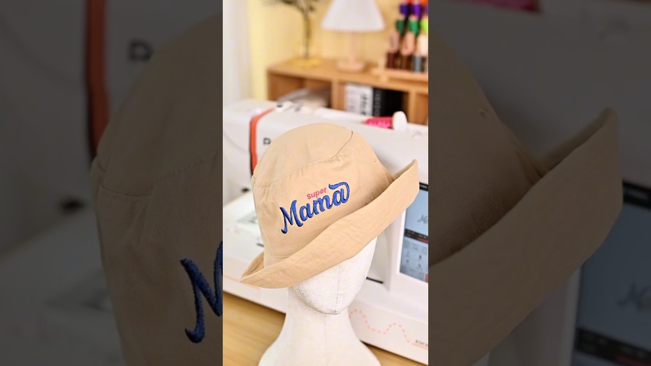 How we embroidered this adorable “Super Mama” bucket hat using our PooLin machine.#shorts
