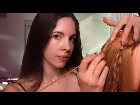 ASMR - Girl In Back Of Class Plays With Your HAIR (Scalp Check, Picking, Braiding)