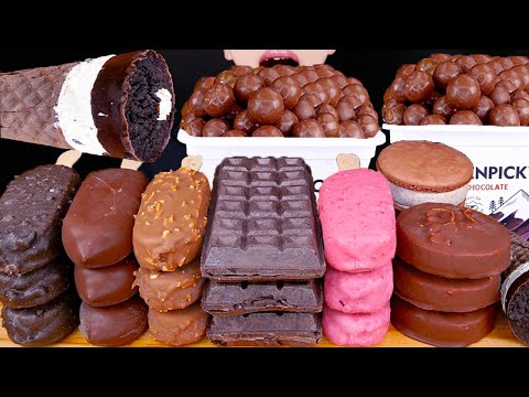 ASMR MAGNUM CHOCOLATE ICE CREAM MALTESERS NUTELLA DESSERT MUKBANG 먹방 デザート 咀嚼音 Es krim EATING SOUNDS