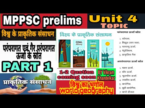 विश्व के प्राकृतिक संसाधन| MPPSC Pre 2022 |Unit 4| भारत एवं विश्व का भूगोल