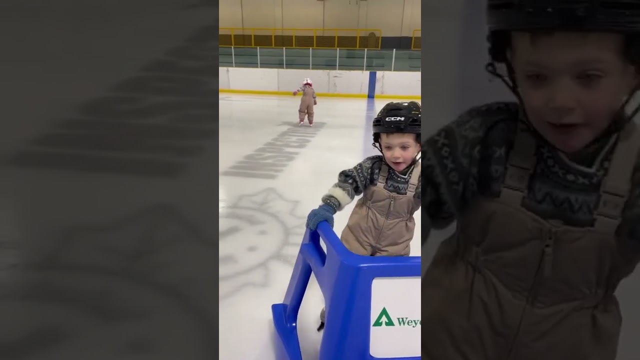 4 year old twins learning to skate on Balance Blades
