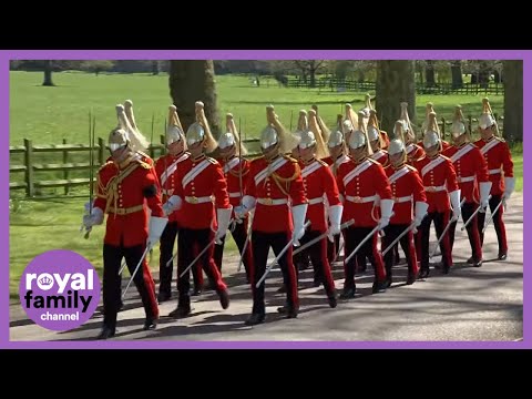 Soldiers March in Grounds of Windsor Castle Ahead of Prince Philip's Funeral