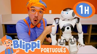 Blippi Conhece Hans o Robô! | 1 HORA DO BLIPPI! | Blippi em Português | Vídeos Educativos Infantis