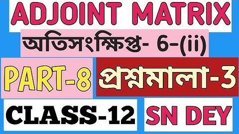 #8, Adjoint Matrix Class 12 SN Dey  EX-3 | MATH vs MATH