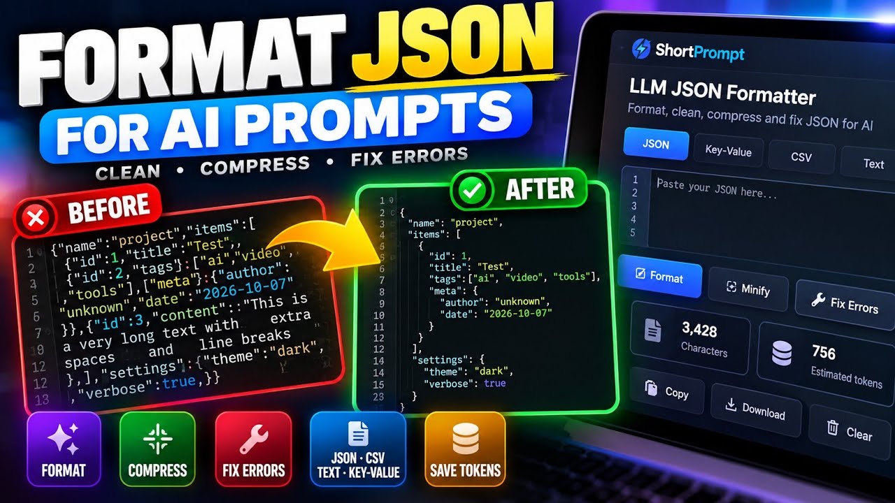 How to Format JSON for AI Prompts (Free LLM Formatter) - YouTube