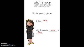 Opinion Writing Sentence Starters