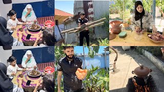 قطف فاكهة 🍈 المشمش مع تبخير طبق لحم 🍖 فوق النار🔥
