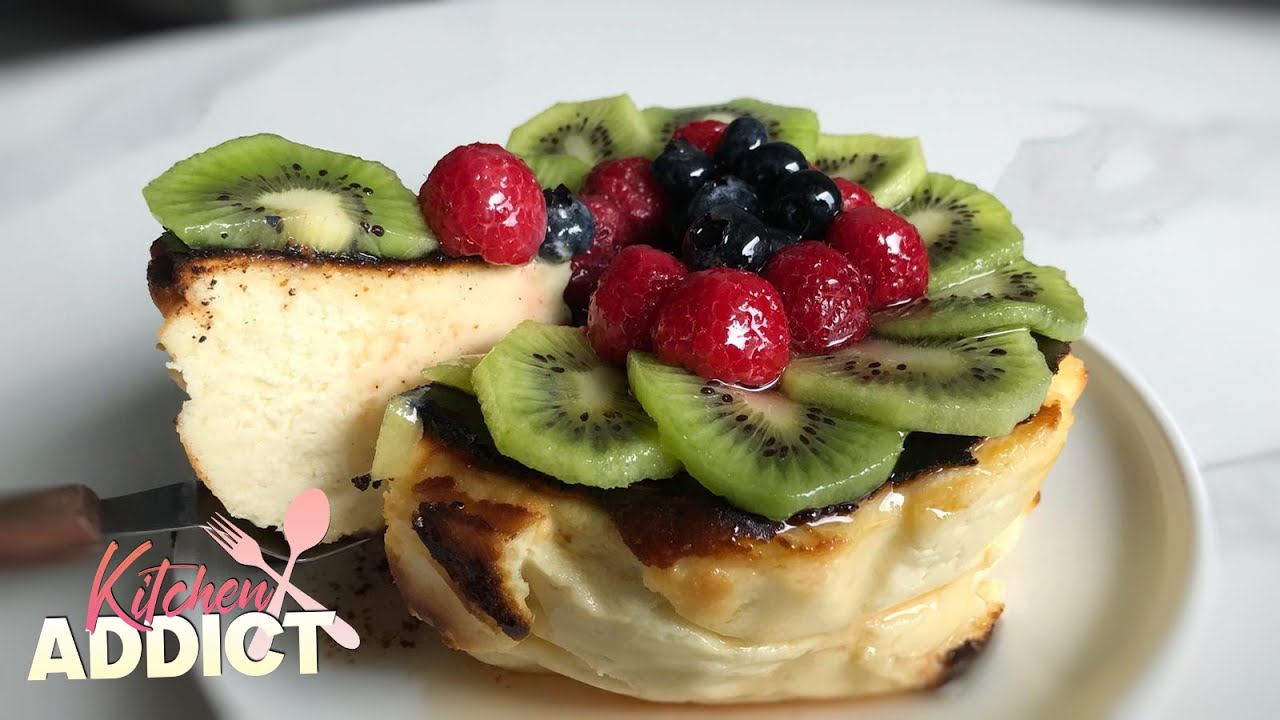 Basque Burnt Cheesecake topped with refreshing fruit YouTube