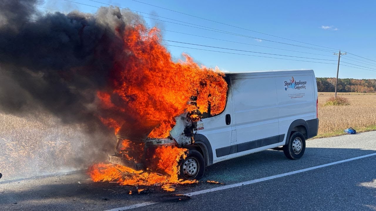 Delivery van fire