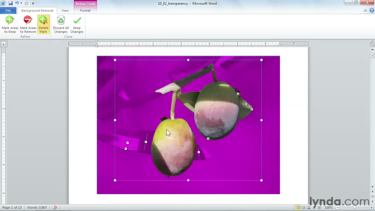 Microsoft Word Tutorial How To Edit Picture Backgrounds Lynda
