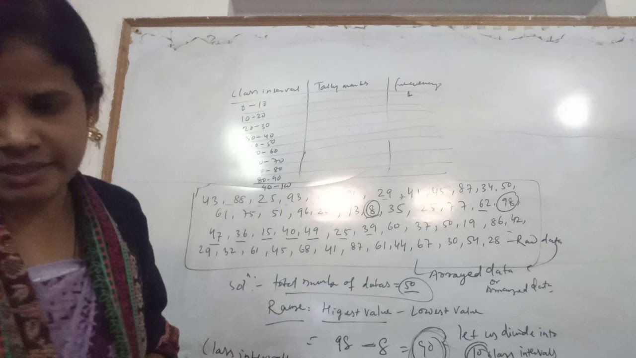 frequency distribution table of grouped data - YouTube
